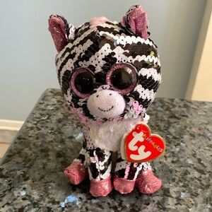 NWT TY Zoey Zebra Beanie Flippables April 18 Birthday Grad Gift